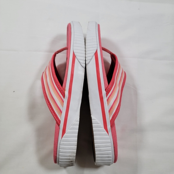 Clarkers Rubber Sole Y2K Pink And White Flip Flop Canvas Sandals Size 10 - Picture 4 of 7